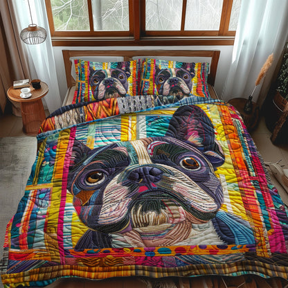 Peeking French Bulldog 3-Piece Quilted Bedding Set NCU0PD090