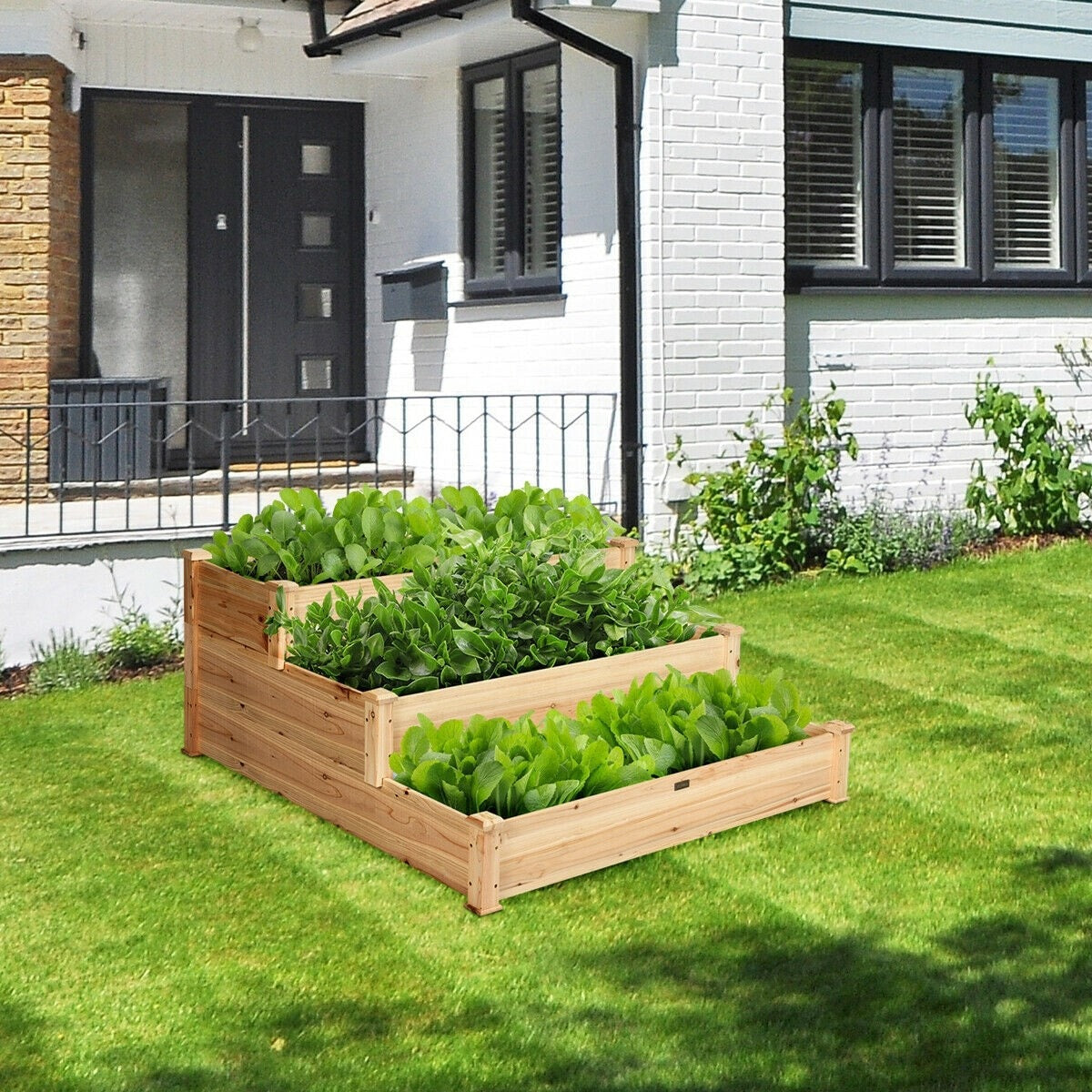 3 Tier Outdoor Raised Garden Bed Wooden Elevated Planter Box