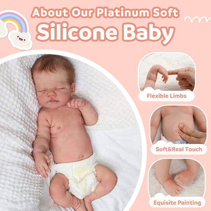 12 & 16" More Flexible Realistic Baby, Reborn Full Liquid Silicone Baby Doll Boy or Girl Lond and Wnya With Realistic Belly Button and Birth Mark