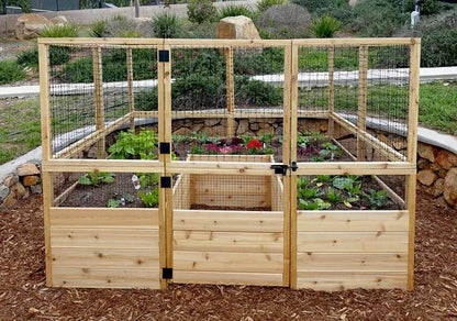 Garden in a Box Cedar Raised Bed with Deer Fence, 8' x 8'