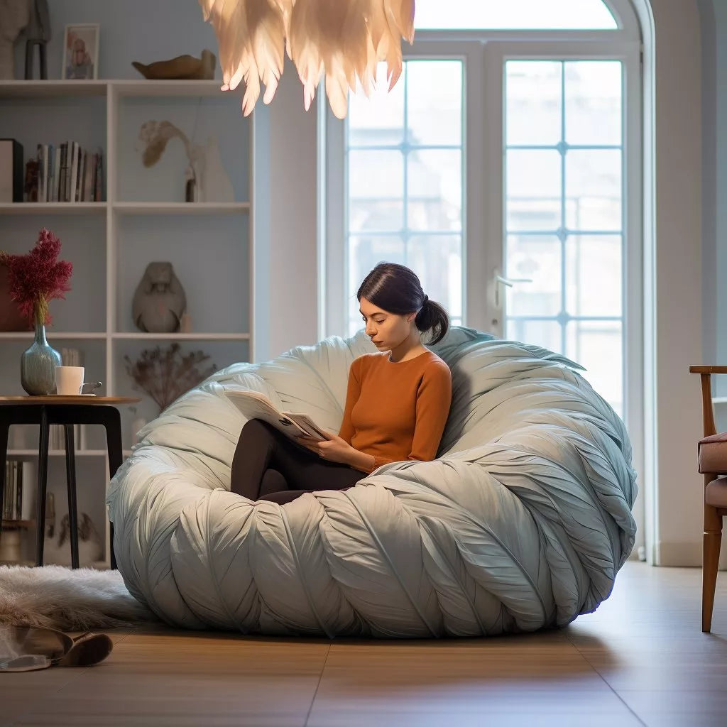 Feather-Inspired Bean Bag: Embrace Uniqueness & Comfort