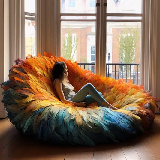 Feather-Inspired Bean Bag: Embrace Uniqueness & Comfort