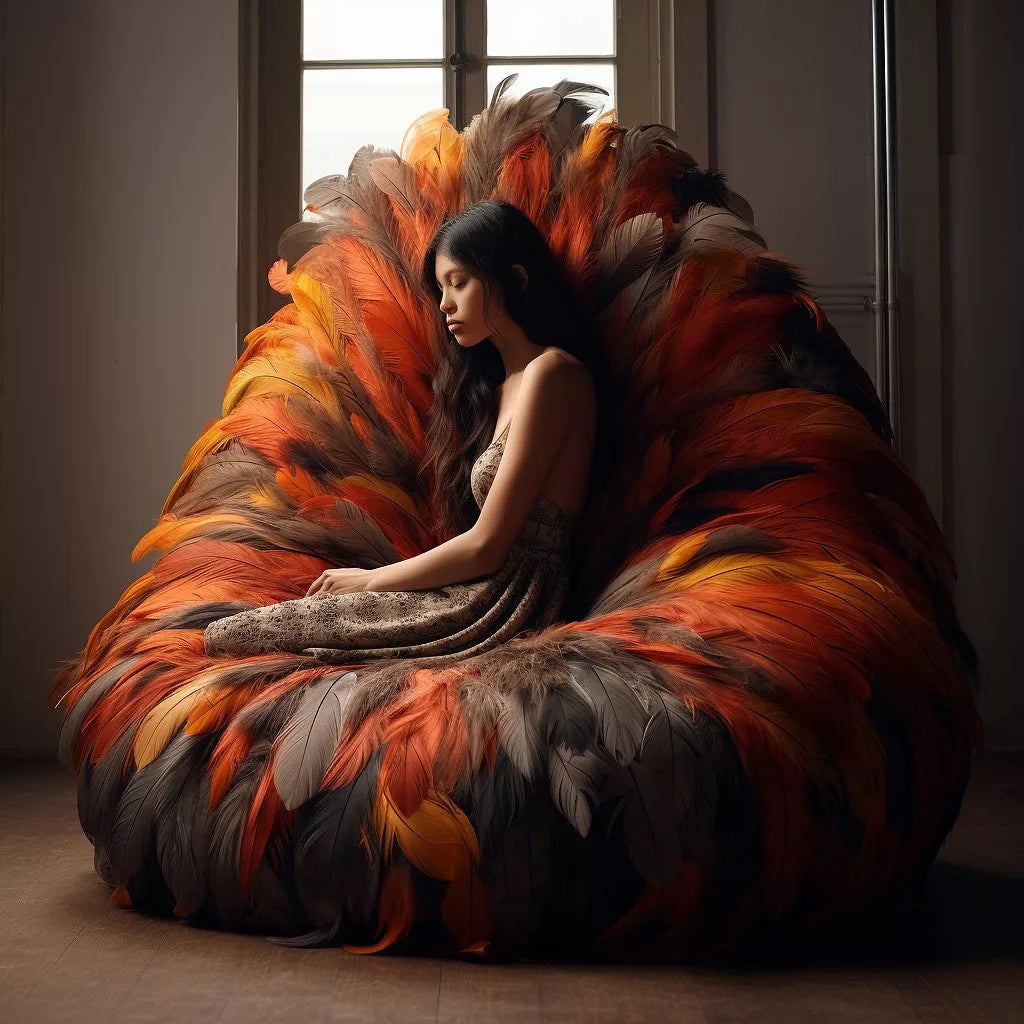 Feather-Inspired Bean Bag: Embrace Uniqueness & Comfort