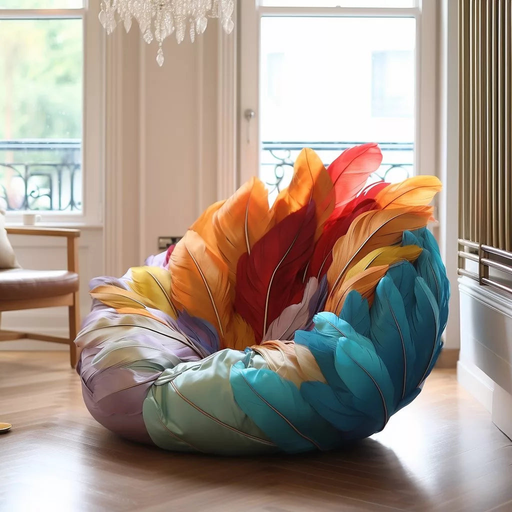 Feather-Inspired Bean Bag: Embrace Uniqueness & Comfort