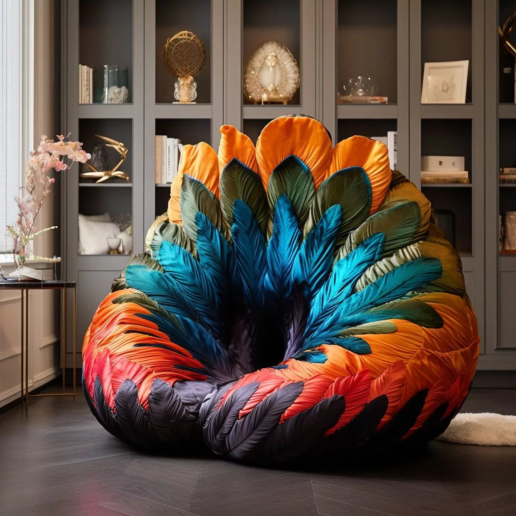 Feather-Inspired Bean Bag: Embrace Uniqueness & Comfort