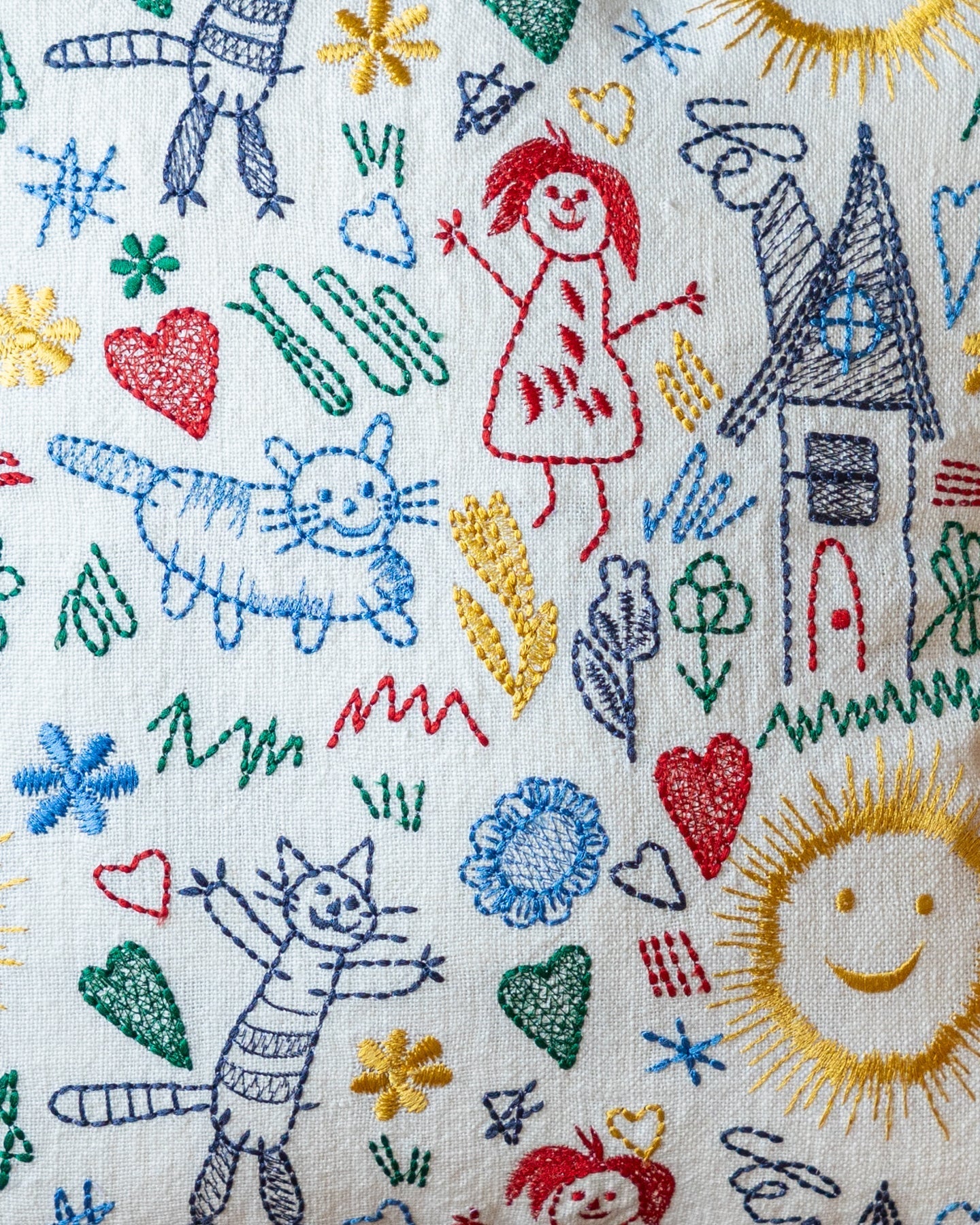 Felix Doodle Drawing Organic Linen Throw Pillow