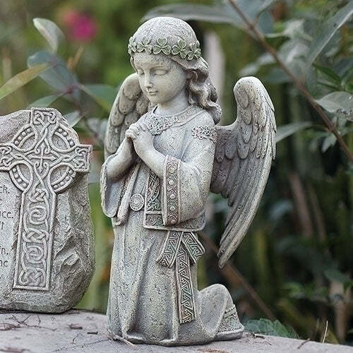 Irish Celtic Angel Kneeling To  Pray Garden Figure