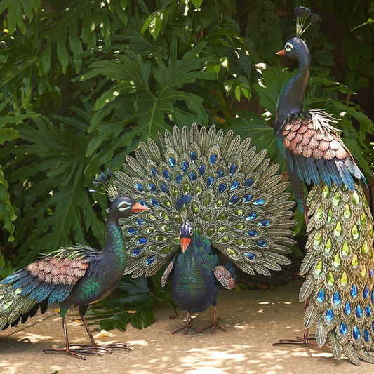 Elegant Iron Peacocks with Acrylic Jewel Detail