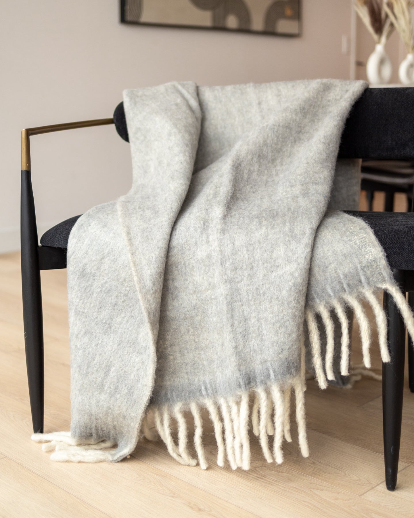 Gal Organic Brushed Wool Throw Blanket with Tassels