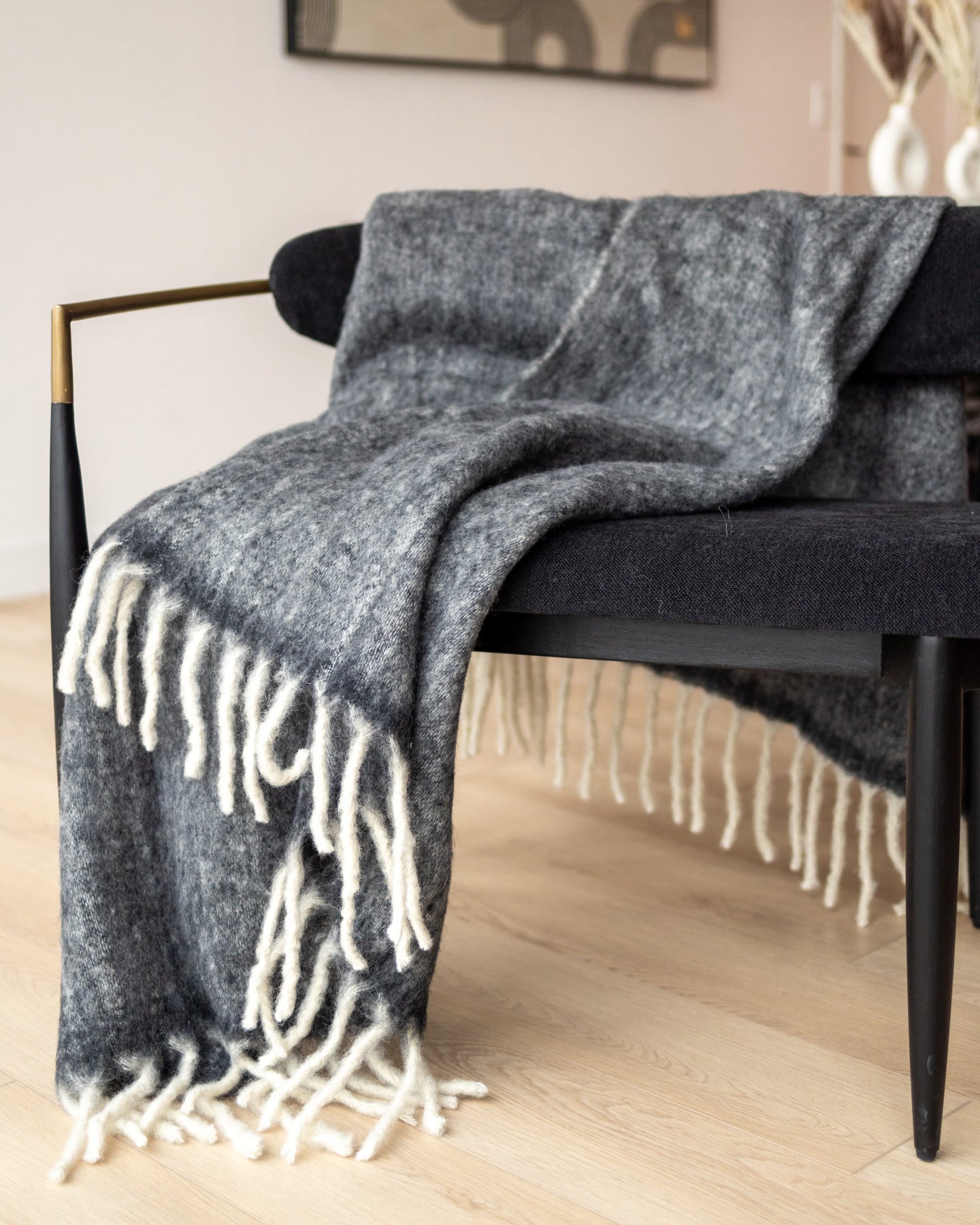 Gal Organic Brushed Wool Throw Blanket with Tassels