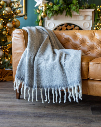 Gal Organic Brushed Wool Throw Blanket with Tassels