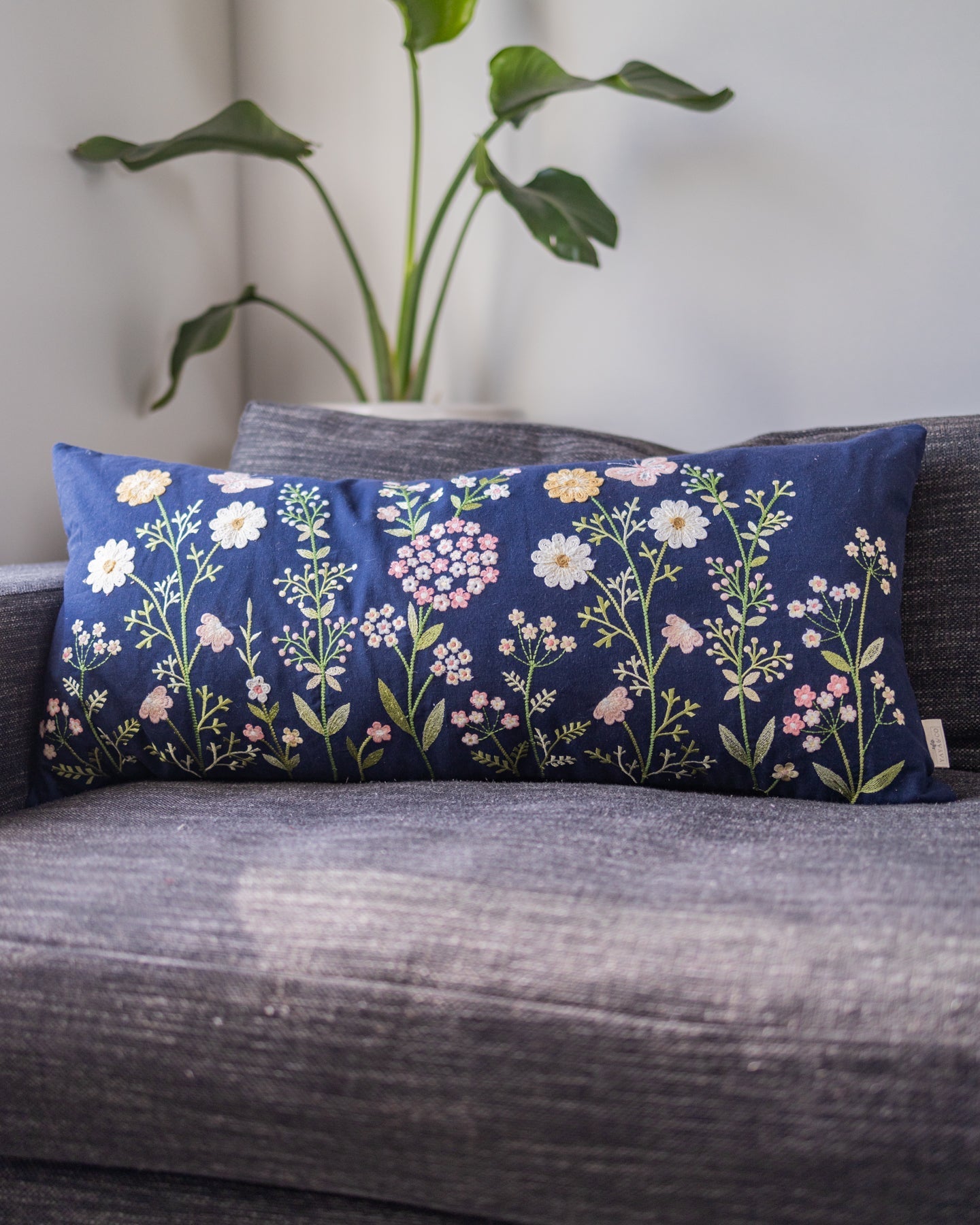 Gardenia Handmade Organic Cotton Lumbar Pillow