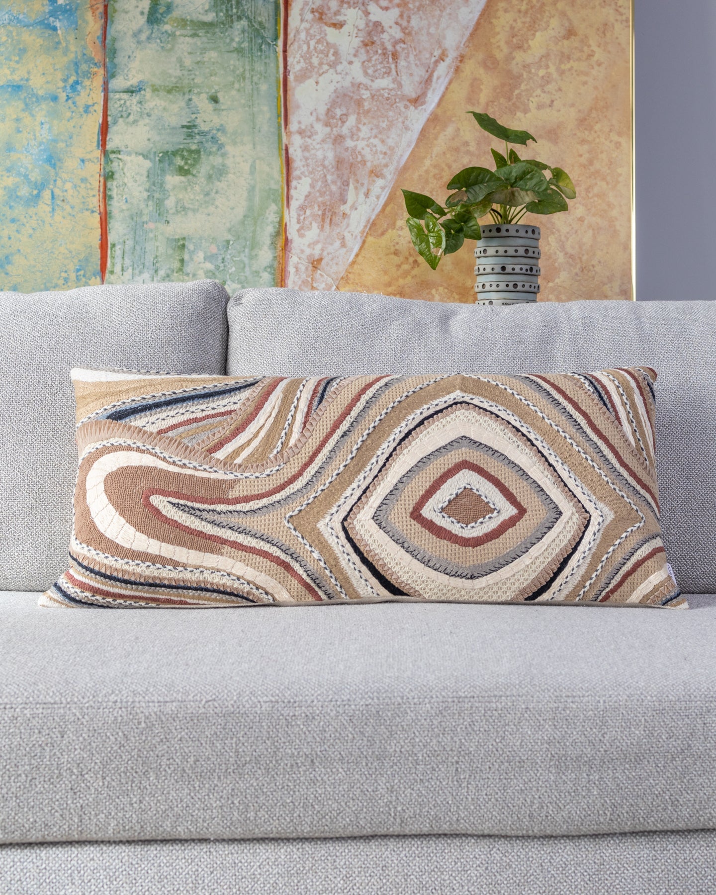 Geode Organic Cotton Abstract Lumbar Pillow