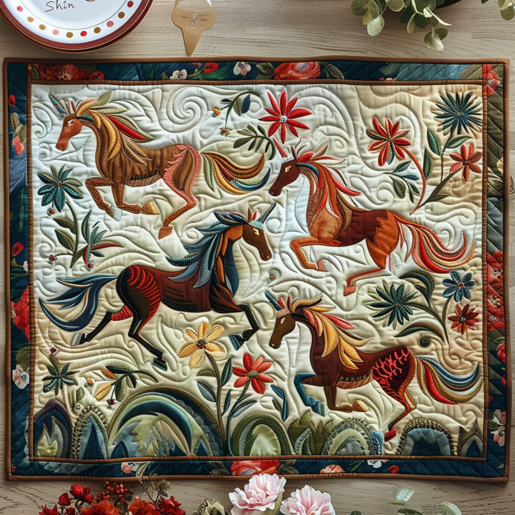 Artistic Mystical Steeds Quilted Place Mat NCU0PD267