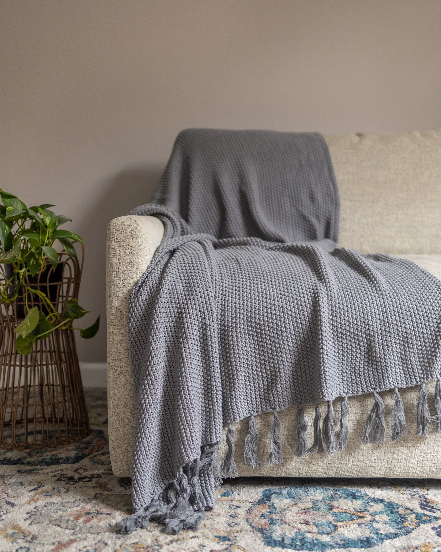 Hallen Organic Cotton Knit Throw Blanket