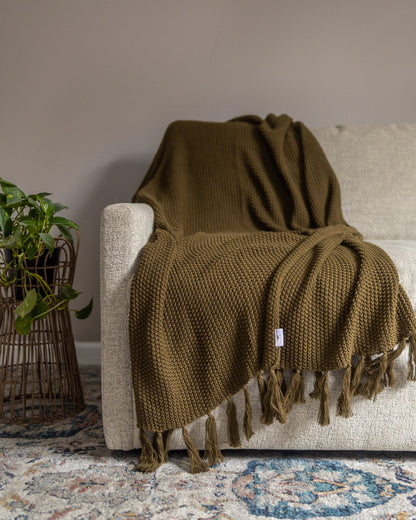 Hallen Organic Cotton Knit Throw Blanket