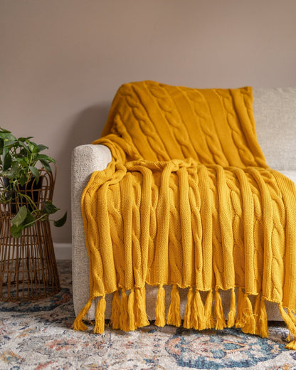 Hudson Organic Cotton Cable Knit Throw Blanket