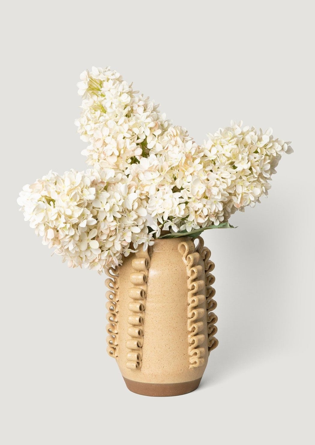 Handmade Textured Ceramic Lola Vase in Almond - 7.75"