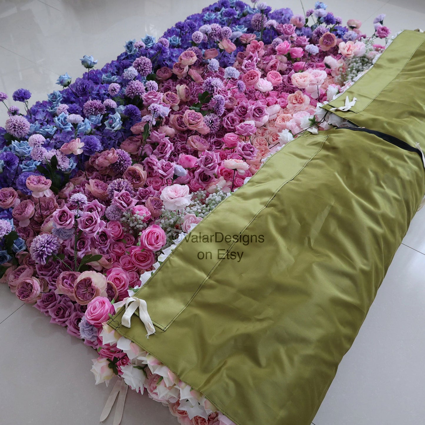 Roll Up Fabric Artificial Flower Wall Wedding Backdrop, Floral Party Decor, Event Photography-VF-340