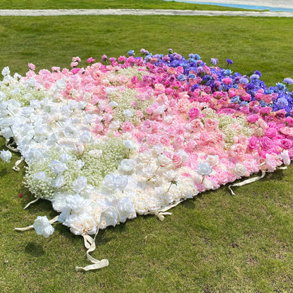 Roll Up Fabric Artificial Flower Wall Wedding Backdrop, Floral Party Decor, Event Photography-VF-340