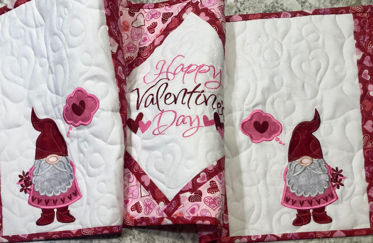 Valentine Gnome CLA150324043 Quilted Table Runner