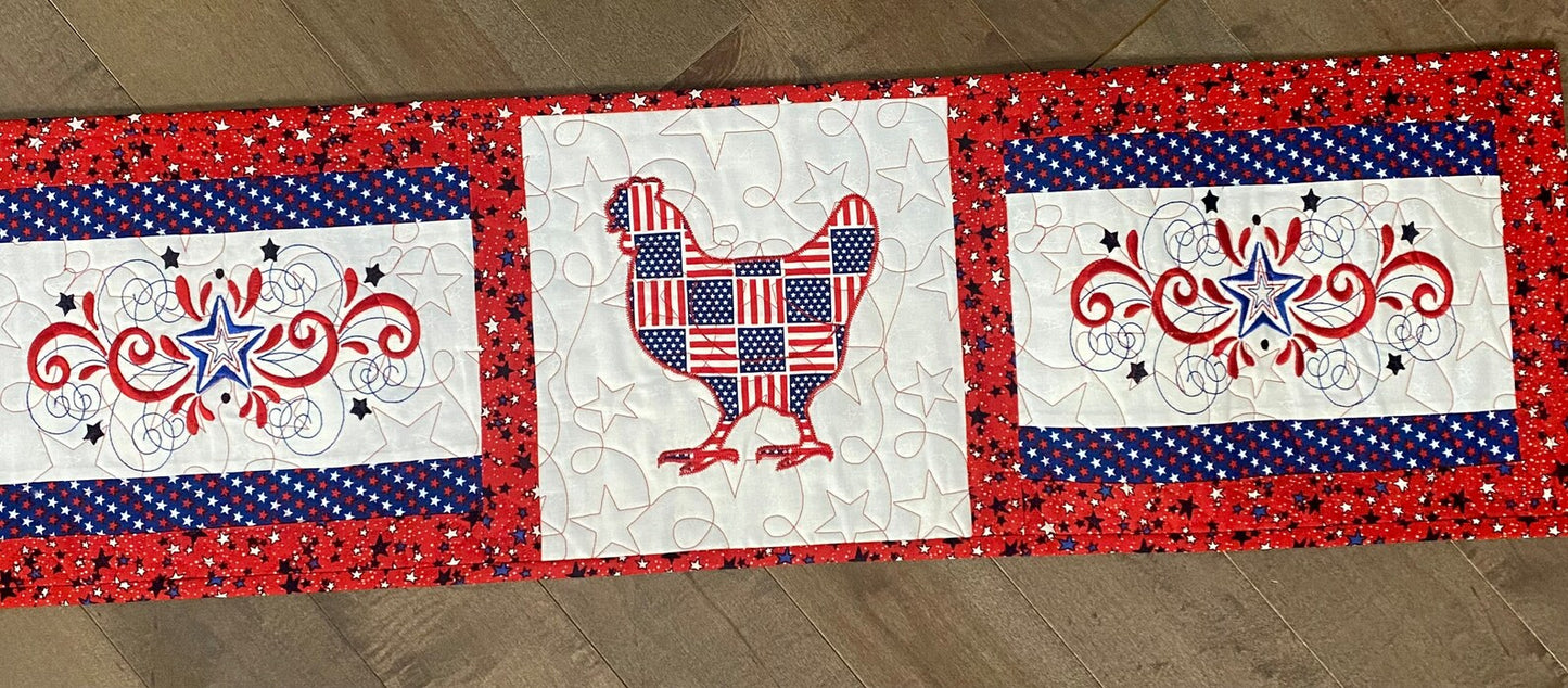 Patriotic Chicken CLA140324191 Quilted Table Runner