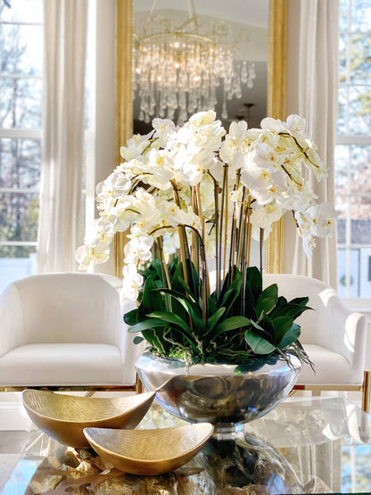 Avenue Bowl with White Phalaenopsis Orchids