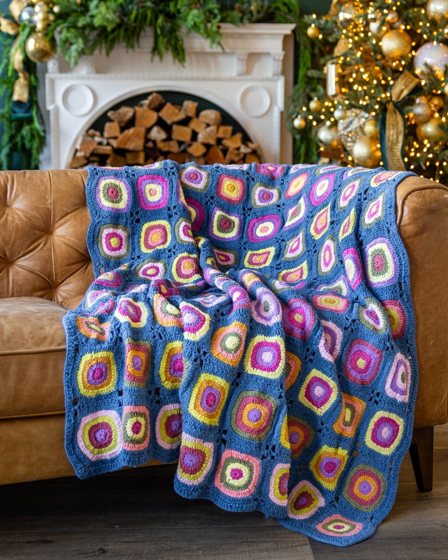 Jacie Organic Cotton Granny Square Crochet Throw Blanket