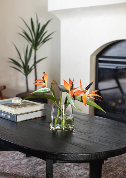 Faux Tropical Bird of Paradise Arrangement in Glass Vase - 11"