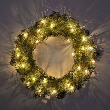 24" King Douglas Fir Wreath with Warm White LED Lights (Battery Operated)