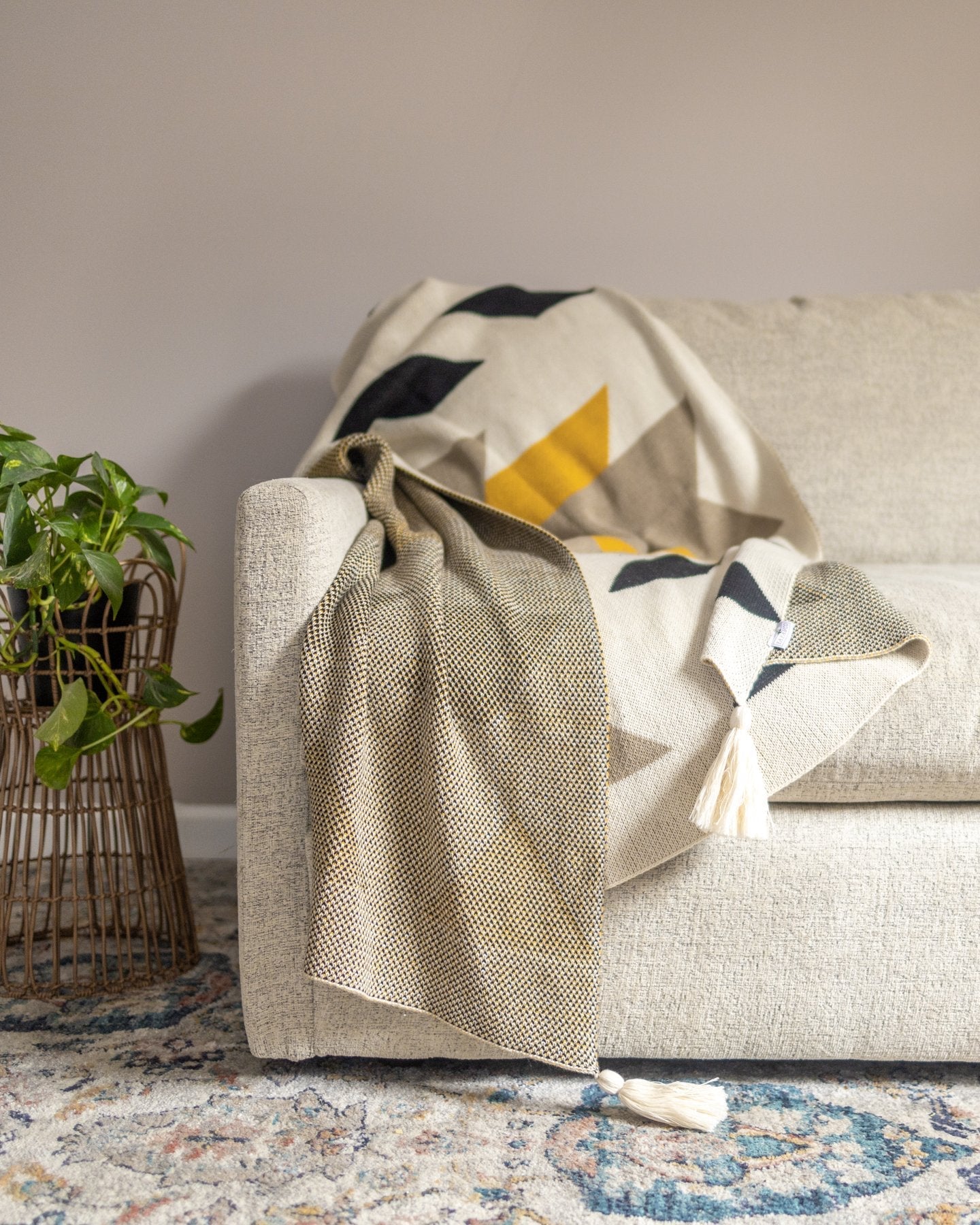 Knox Organic Cotton Bohemian Knit Throw Blanket