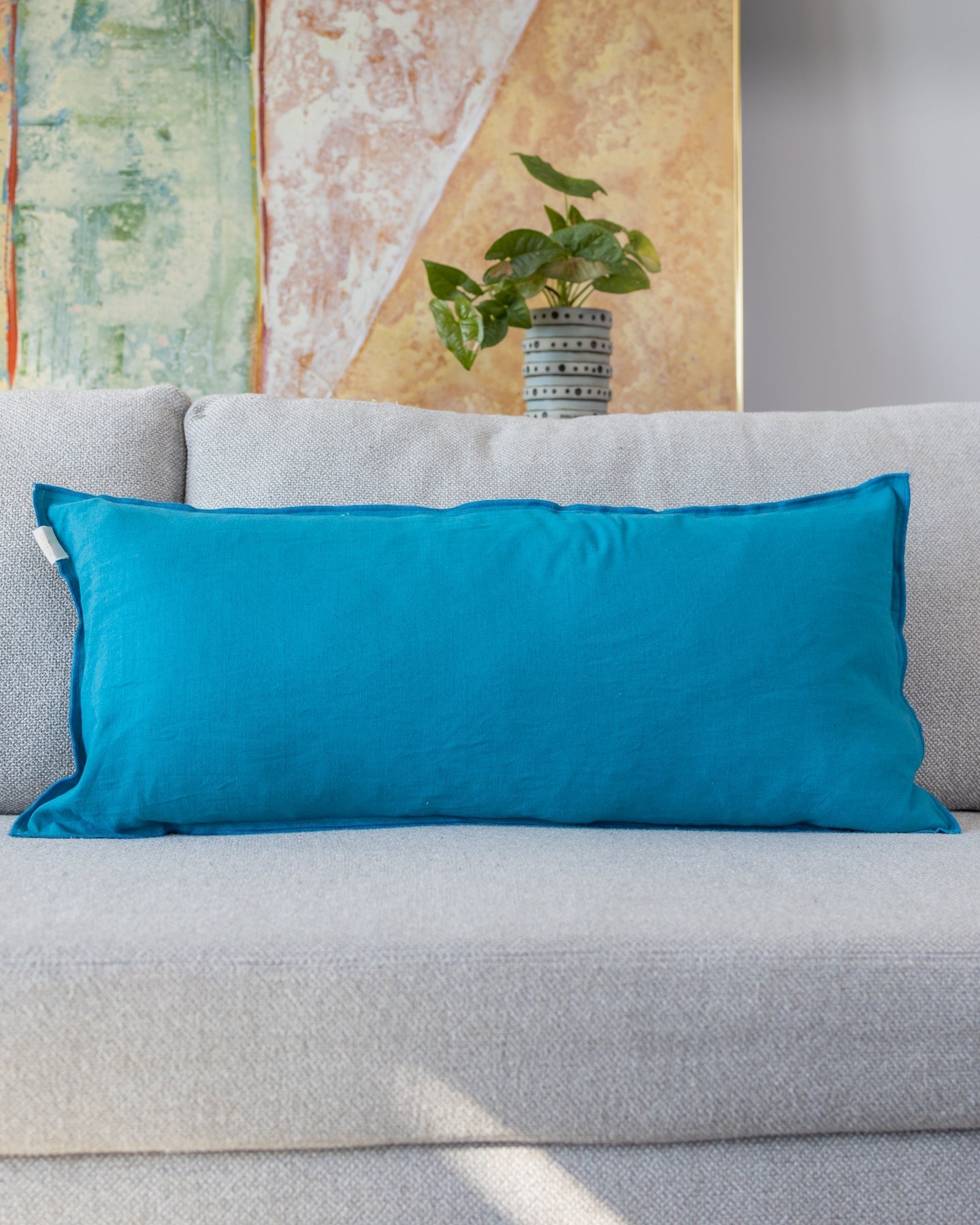 Labyrinth Organic Linen Lumbar Pillow