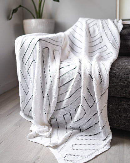 Lila Organic Cotton Knit Throw Blanket