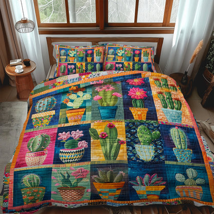 Lush Cacti Fantasy 3-Piece Quilted Bedding Set NCU0PD054