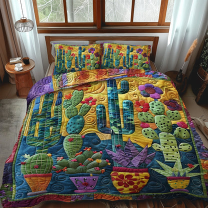 Blooming Cacti 3-Piece Quilted Bedding Set NCU0PD050