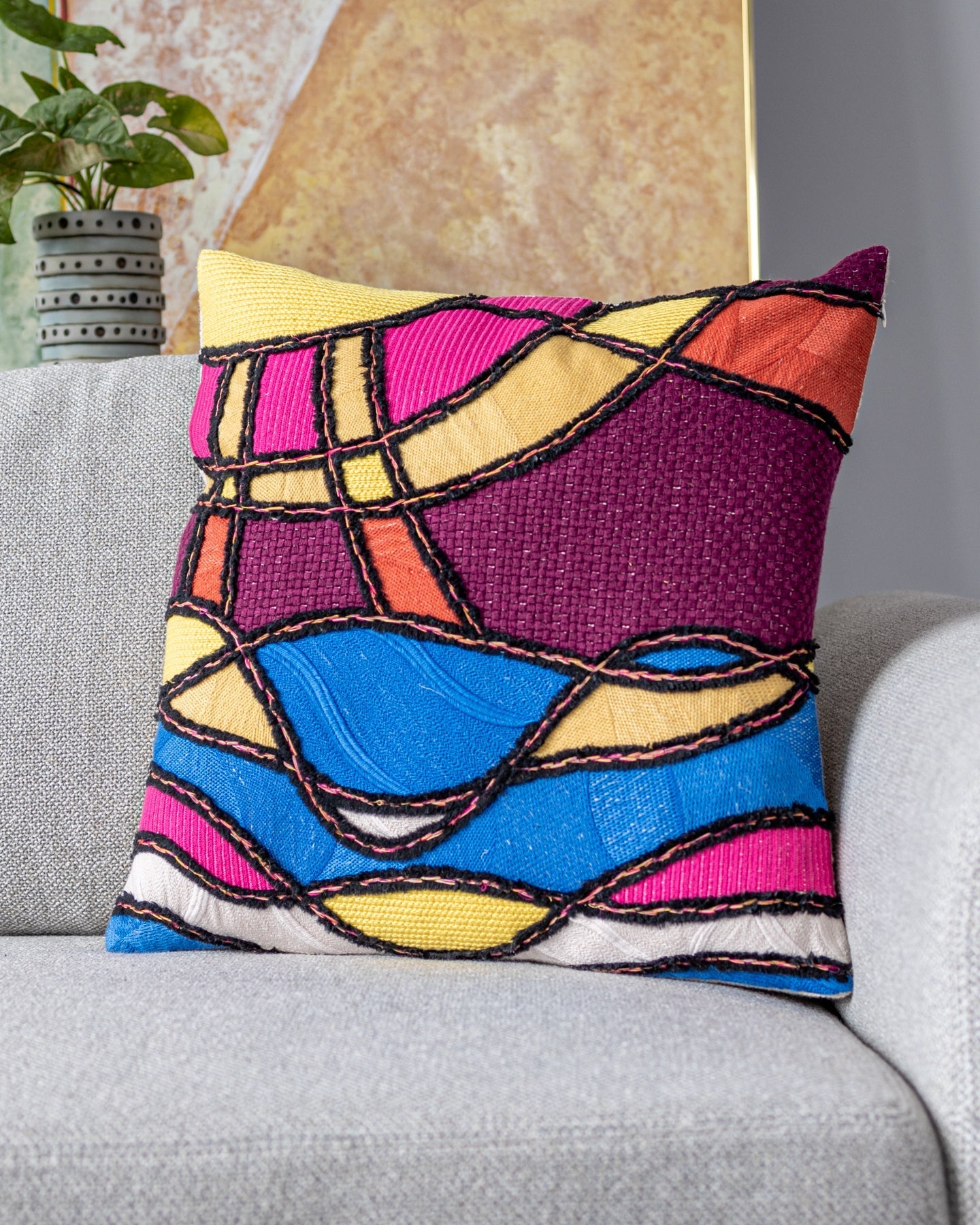 Luster Organic Cotton Abstract Throw Pillow