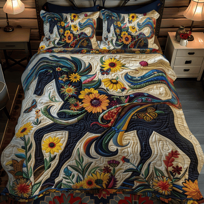 Vivid Horse 3-Piece Quilted Bedding Set NCU0PD333