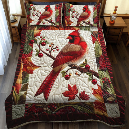 Stunning Cardinal Bird 3-Piece Quilted Bedding Set NCU0PD209