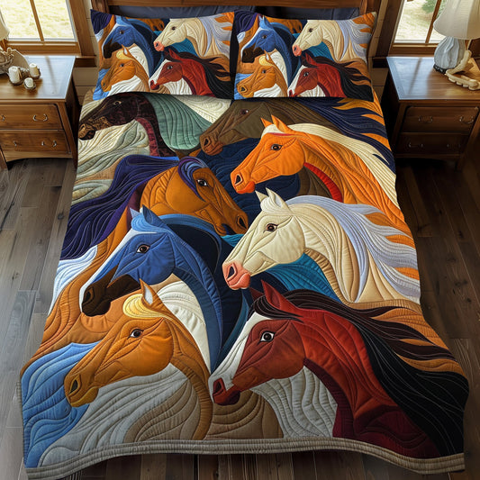 Juego de cama acolchado de 3 piezas Vivid Horse NCU0PD173