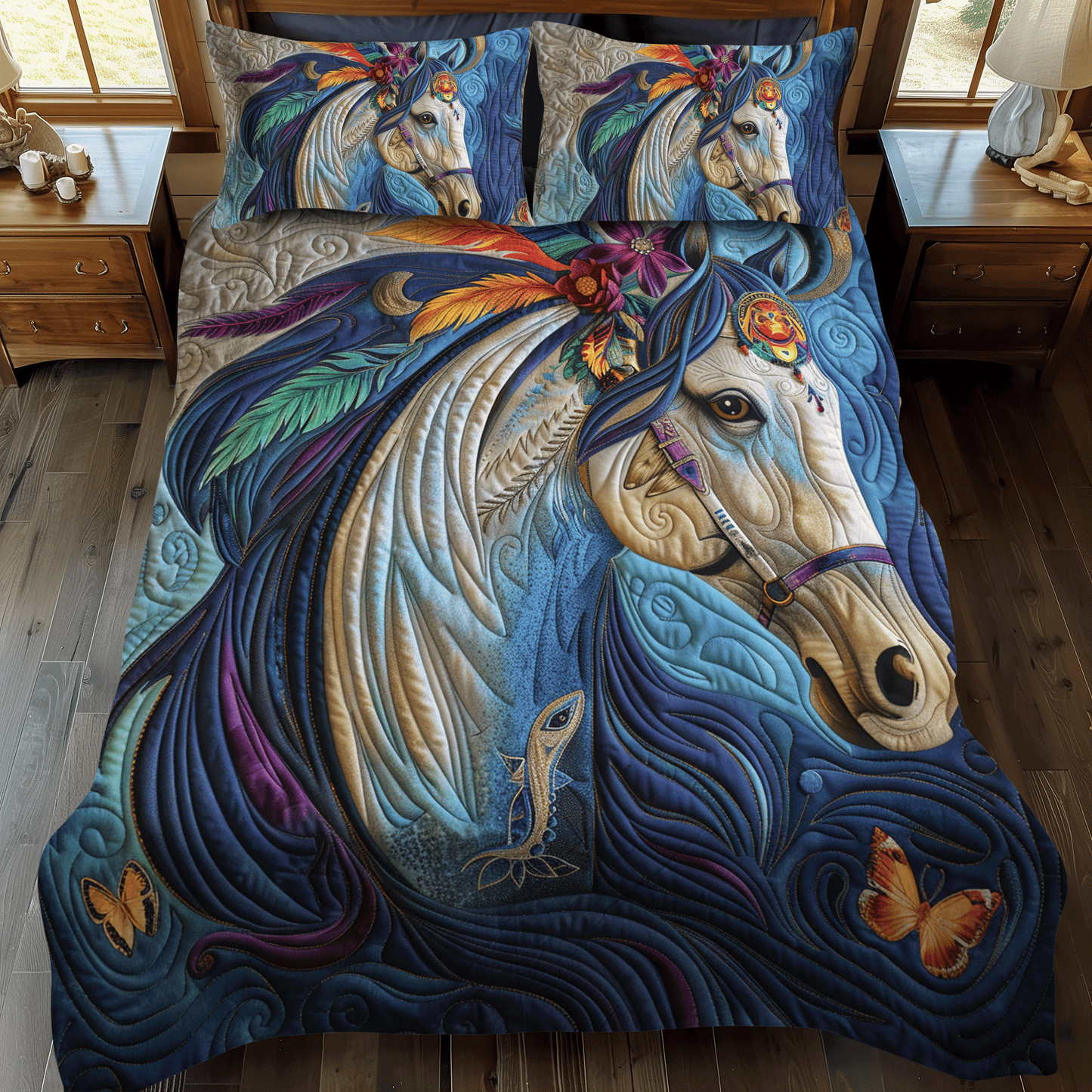 Majestic Horse 3-Piece Quilted Bedding Set NCU0PD342