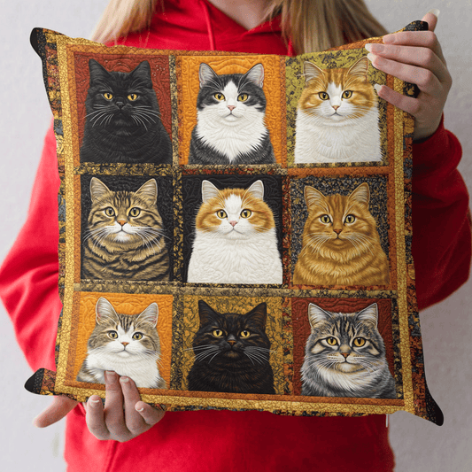 Funny Cat Patchwork Quilted Pillow Case NCU0PD812