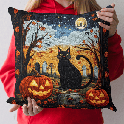 Spook-tacular Black Cat Quilted Pillow Case NCU0PD813