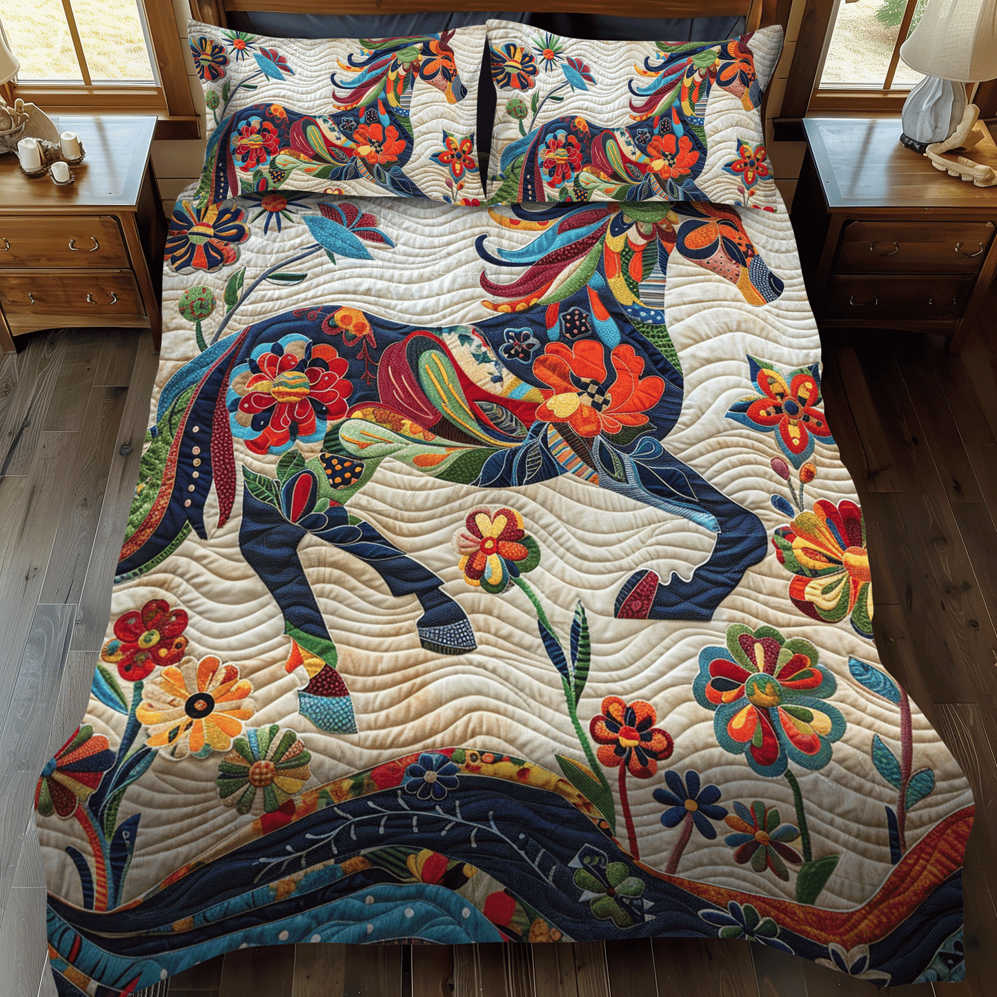 Equine Art 3-Piece Quilted Bedding Set NCU0PD330