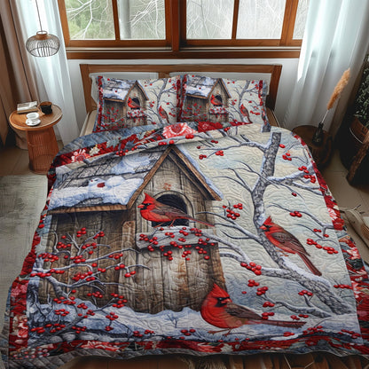 Nature-Inspired Cardinal 3-Piece Quilted Bedding Set NCU0PD203