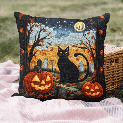 Spook-tacular Black Cat Quilted Pillow Case NCU0PD813