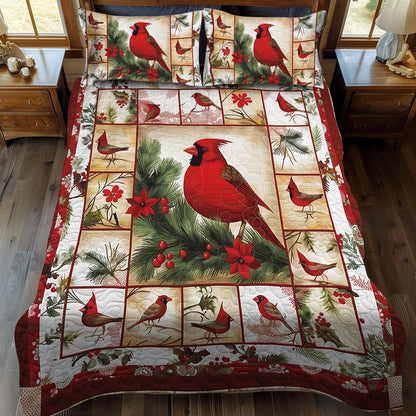 Cardinal Design 3-Piece Quilted Bedding Set NCU0PD204