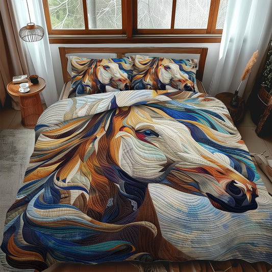 Juego de cama acolchado de 3 piezas Artistic Horse NCU0PD166