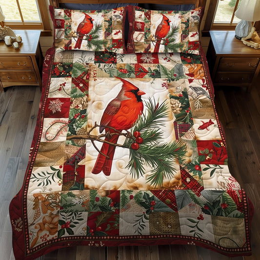 Vibrant Cardinal 3-Piece Quilted Bedding Set NCU0PD205