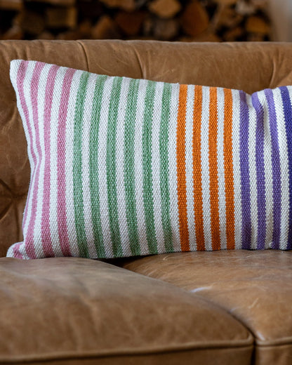 Madden Organic Cotton Striped Lumbar Pillow