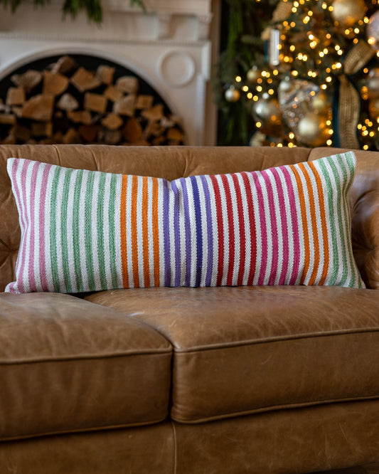 Madden Organic Cotton Striped Lumbar Pillow